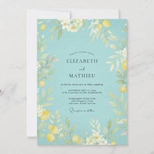 Invitación Boda Botánica Caprichosa de Color Turquesa