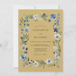 Invitación Boda Botánica Caprichosa de Hoja Azul