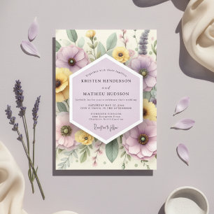 Invitación Boda Botánica Caprichosa de Lavanda Pálida