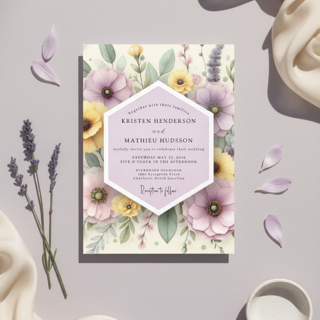 Invitación Boda Botánica Caprichosa de Lavanda Pálida (Subido por el creador)