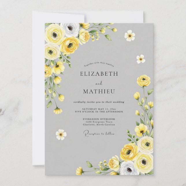 Invitación Boda Botánica Caprichosa de Marfil (Anverso)