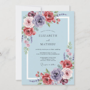 Invitación Boda Botánica Caprichosa Rosa Lavanda
