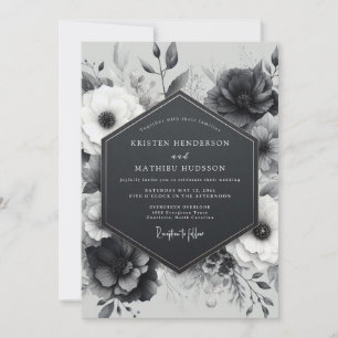 Invitación Boda Botánica Carbón Floral