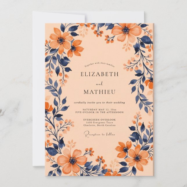 Invitación Boda Botánica Cautivadora de Albaricoque (Anverso)