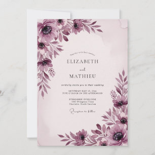 Invitación Boda Botánica Cautivadora de Ciruela