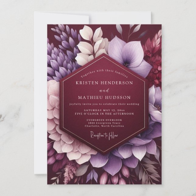 Invitación Boda Botánica Ciruela Malhumorada (Anverso)