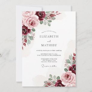 Invitación Boda Botánica Clásica de Borgoña