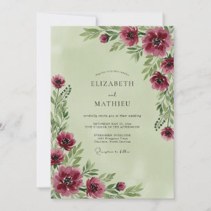 Invitación Boda Botánica Clásica Verde Salvia
