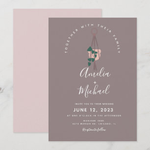 Invitación Boda botánica colgante de macrame de planta modern