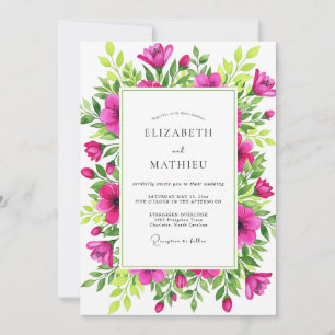 Invitación Boda Botánica con Espíritu Magenta