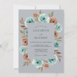 Invitación Boda Botánica con Óxido Teal Malhumorado