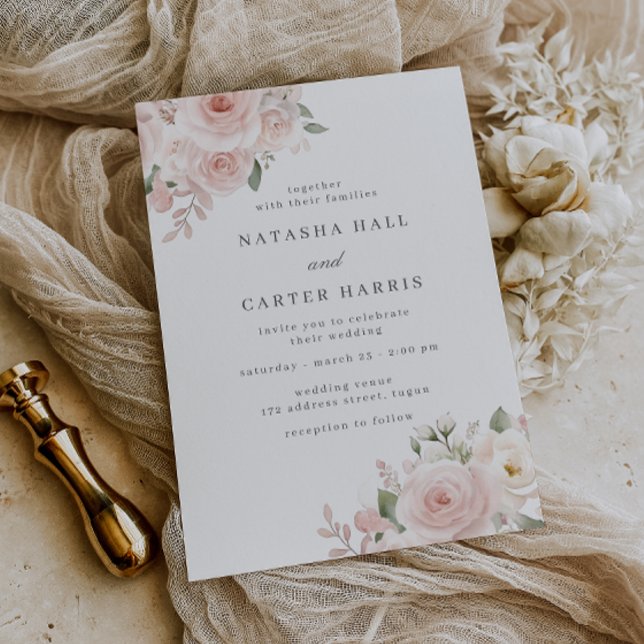 Invitación Boda Botánica con Toque de Rubor Moderno (Subido por el creador)
