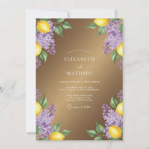 Invitación Boda Botánica con Zest de Limón y Lila