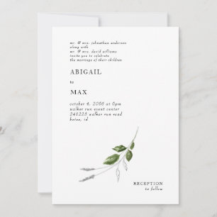 Invitación Boda Botánica Contemporánea Ambos Padres