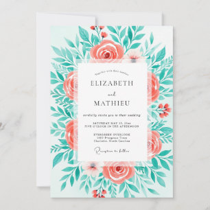 Invitación Boda Botánica Coral Bloom