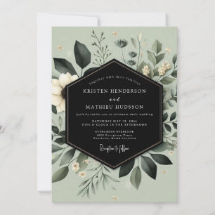 Invitación Boda Botánica Cultivada en Verde Salvia