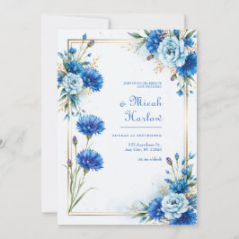 Invitación Boda Botánica de Aciano Azul