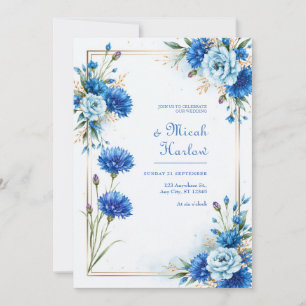 Invitación Boda Botánica de Aciano Azul