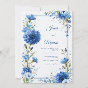 Invitación Boda Botánica de Aciano Cobalto
