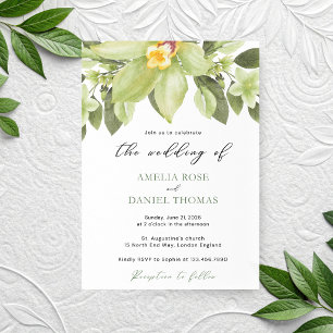 Invitación Boda Botánica de Acuarela de Orquídea Verde