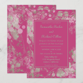 Invitación Boda botánica de acuarela rosa y verde