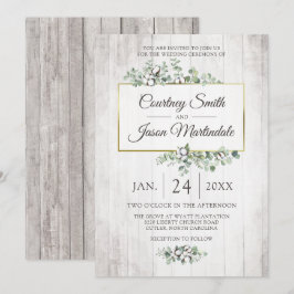 Invitación Boda Botánica de Algodón Sureño de Madera Rústica