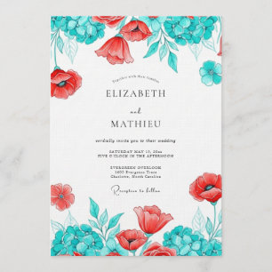 Invitación Boda Botánica de Amapola Teal