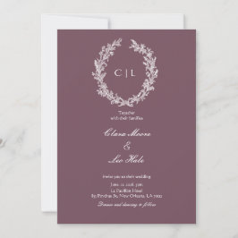 Invitación Boda Botánica de Arte de Línea Blanca con Ciruela 