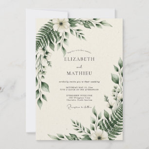 Invitación Boda Botánica de Bosque de Verde Esmeralda