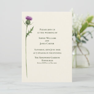 Invitación Boda Botánica de Cardo Solitario Escocés