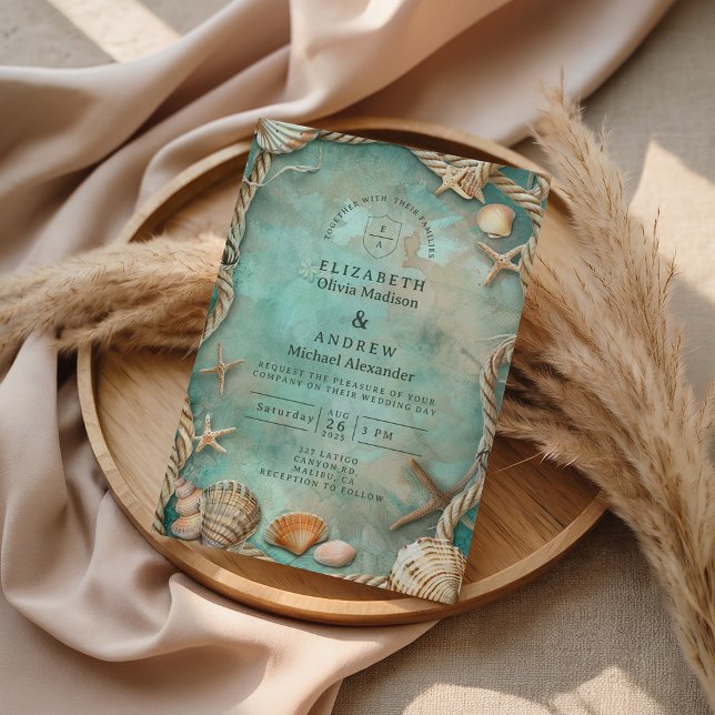 Invitación Boda Botánica de Conchas Costeras (Subido por el creador)