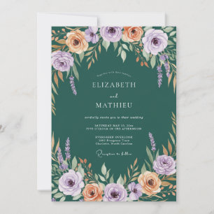 Invitación Boda Botánica de Coral y Lavanda