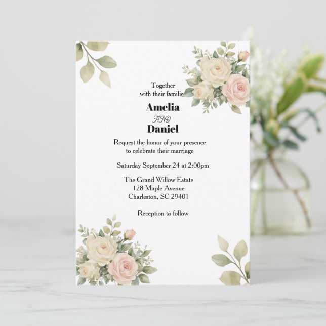 Invitación Boda Botánica de Eucalipto Rústico (Anverso de pie)