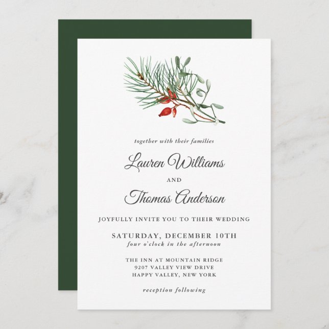 Invitación Boda Botánica de Fiesta Simple (Anverso / Reverso)