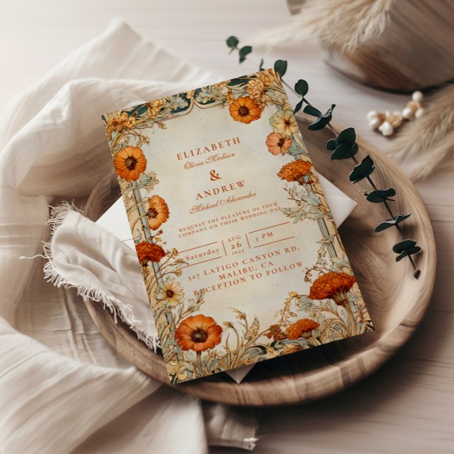 Invitación Boda Botánica de Flor Silvestre de Otoño (Subido por el creador)