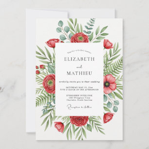 Invitación Boda Botánica de Floración Roja