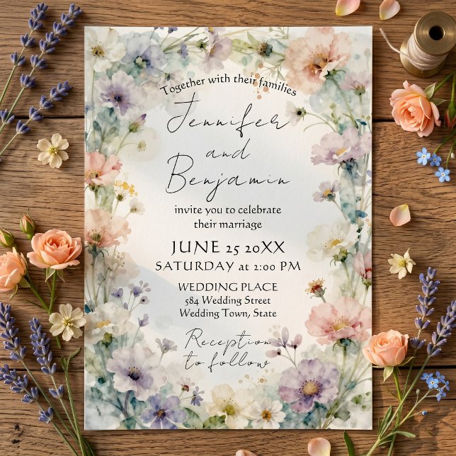 Invitación Boda Botánica de Flores Silvestres con Acuarela de (Subido por el creador)