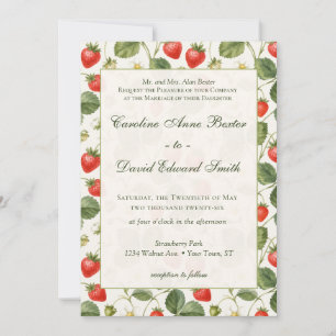 Invitación Boda Botánica de Fruta de Fresa Moderna de Verano