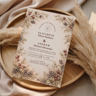 Invitación Boda Botánica de Frutas Vintage