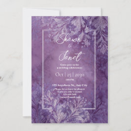 Invitación Boda Botánica de Helecho Morado con Helada de Plat