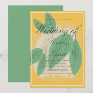 Invitación Boda Botánica de Hoja Dibujada a Mano con Limón y 