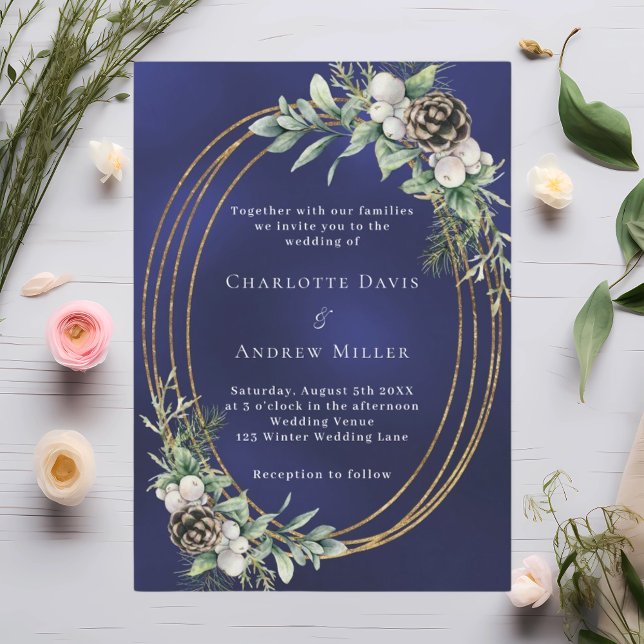 Invitación Boda botánica de invierno azul (Subido por el creador)