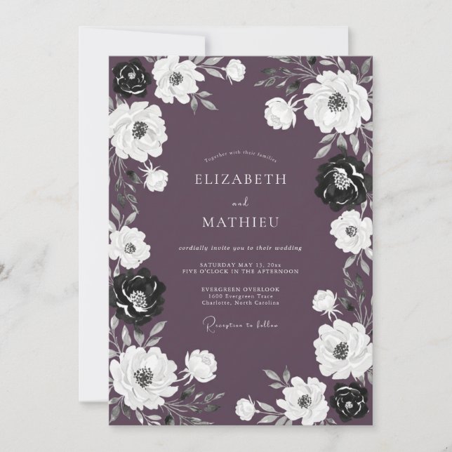Invitación Boda Botánica de Invierno con Ciruela Audaz (Anverso)