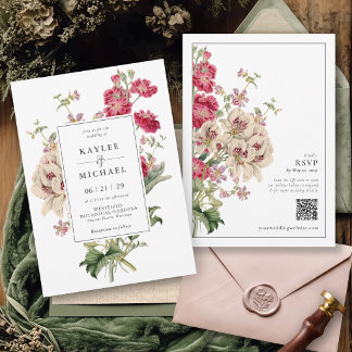 Invitación Boda Botánica de Jardín Romántico Floral Vintage