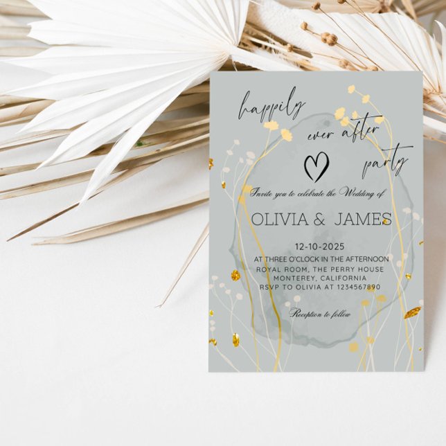 Invitación Boda Botánica de Lujo - Fiesta de Felices para Sie (Subido por el creador)