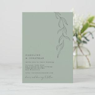 Invitación Boda Botánica de Máquina de Escribir Verde Salvia