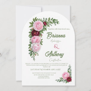 Invitación Boda botánica de Merlot Arco Romántico con Peonía 