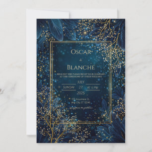 Invitación Boda Botánica de Oro de la Marina Estrellada