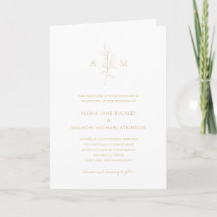 Invitación Boda Botánica de Oro Limpio Foto Elegante
