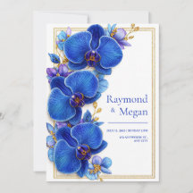 Boda Botánica de Orquídea Azul Real Dorada